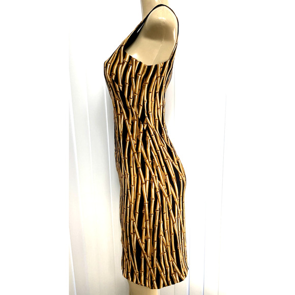 Vintage Nicole Miller Dress Silk Bamboo Print Sleeveless Square Neck She… - Picture 5 of 7